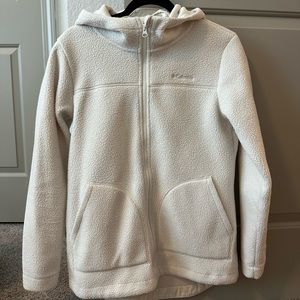Columbia Cream Sherpa Hooded Full-Zip Jacket, Size Small